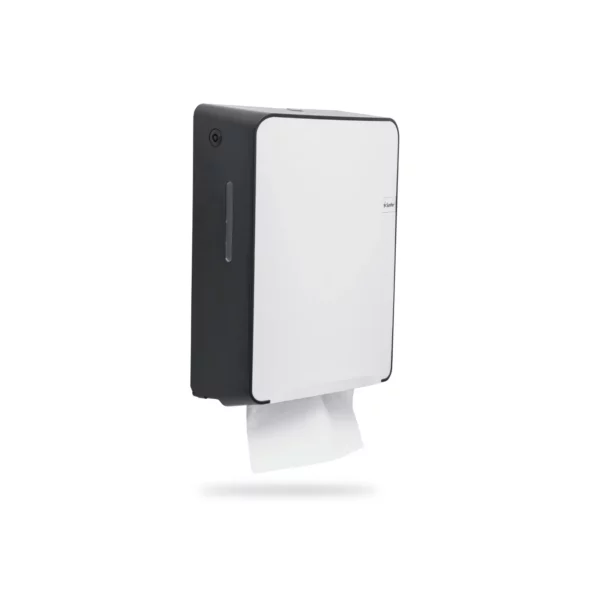 O DQT20, dispenser para papel toalha interfolha Quartz Preto e Branco, além de praticidade na higienização das mãos, irá trazer elegância aos ambientes.