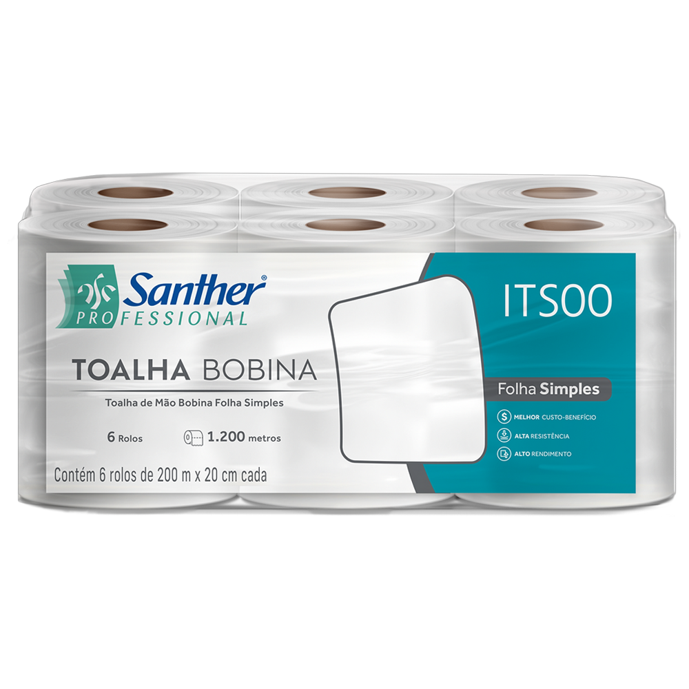 Papel Toalha Bobina Folha Simples Inovatta Santher ITS00