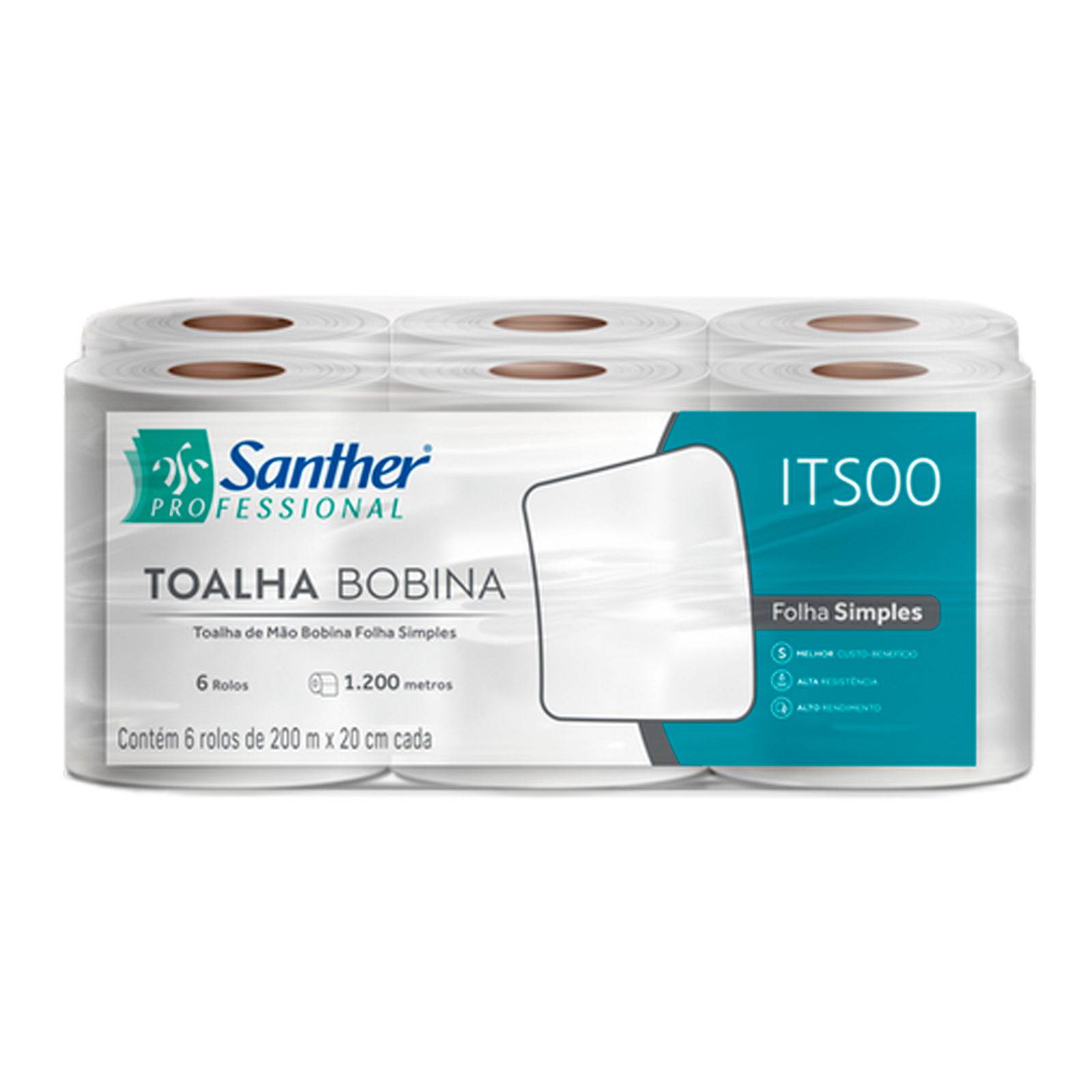 Papel Toalha Bobina Folha Simples Inovatta Santher — ITS00 Papel Toalha Bobina Folha Simples Inovatta Santher — ITS00